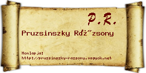 Pruzsinszky Rázsony névjegykártya
